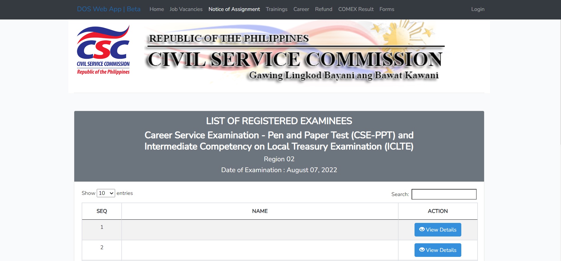 online notice of school assignment csc 2023